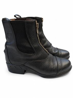 Ariat Heritage Zip Paddock Riding Boots Womens 6C Black Leather 54701